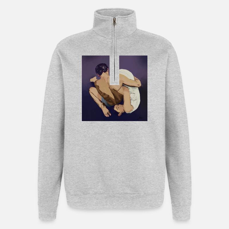 Zeitgemäße Umarmung - Quarter-Zip-Sweatshirt - Grau meliert