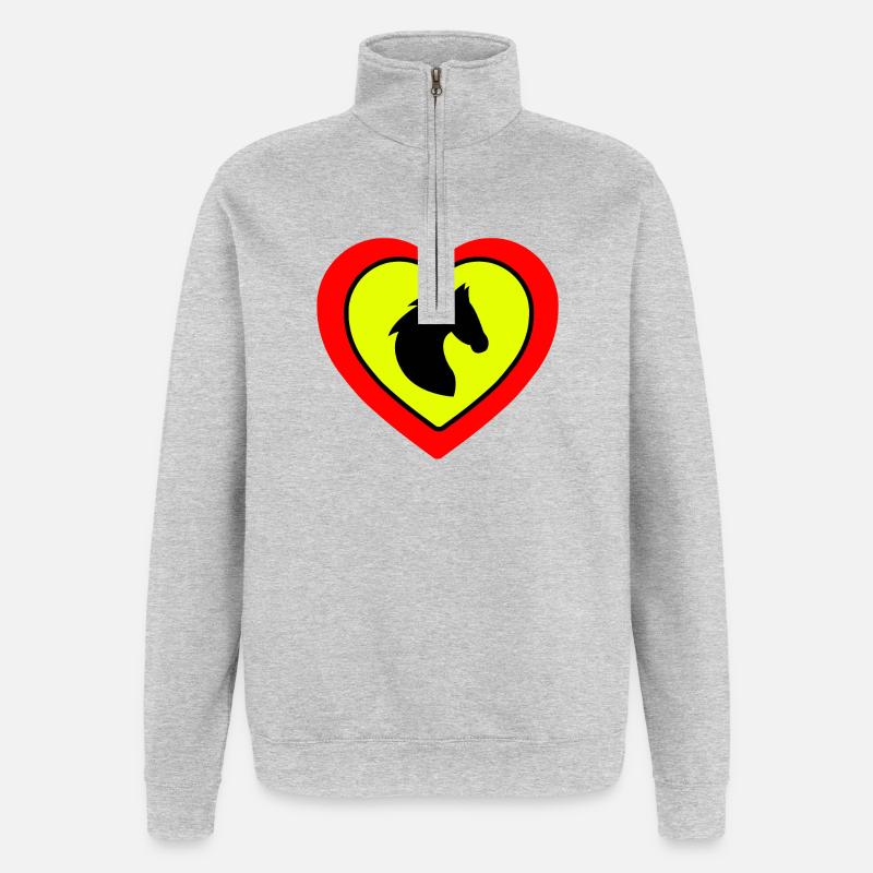 Pferde - Quarter-Zip-Sweatshirt - Grau meliert