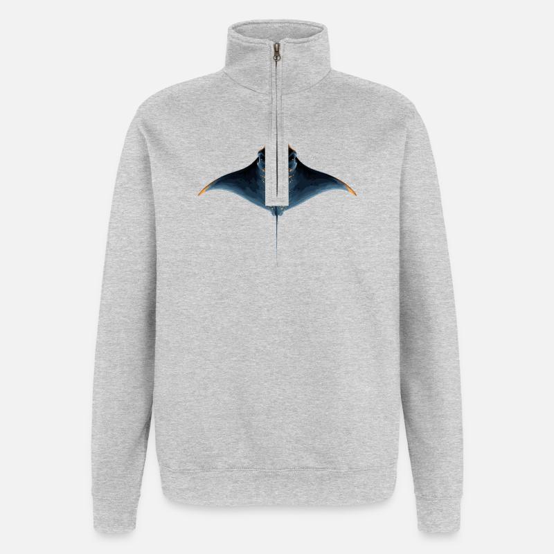 Manta Ray, Devil Ray, Stingray, Diver - Quarter-Zip Sweatshirt - heather grey