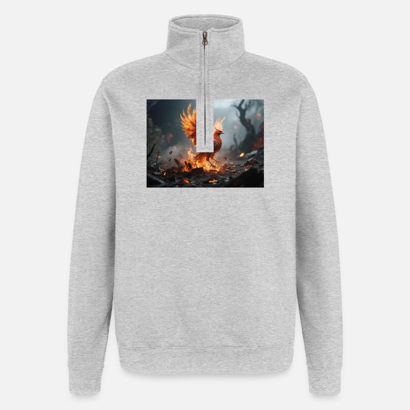 Feuerphönix Aufstieg - Quarter-Zip-Sweatshirt - Grau meliert