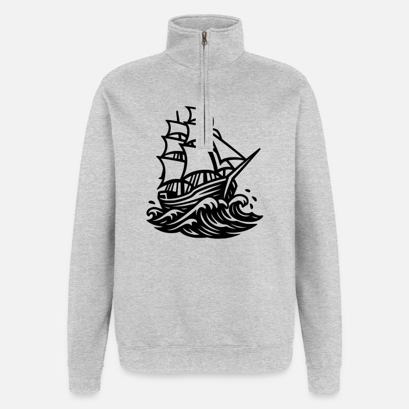 Sailing ship - Quarter-Zip Sweatshirt - heather grey