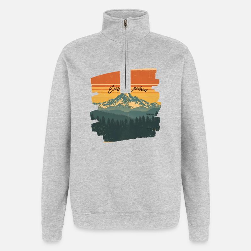 Jacaranda "Einfach gehen" Berglandschaft - Quarter-Zip-Sweatshirt - Grau meliert