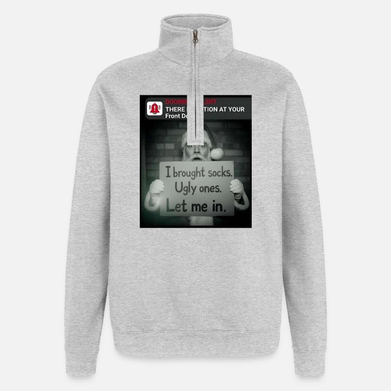 Noël amusant avec le Père Noël - Sweat à zip 1/4 - gris chiné