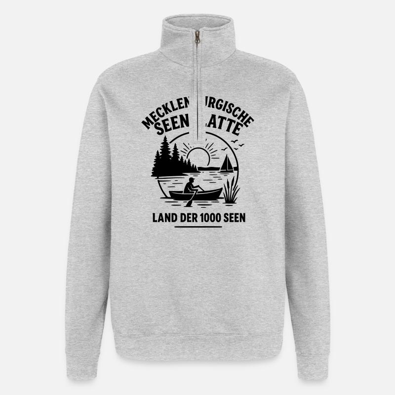 Région des lacs du Mecklembourg - Sweat à zip 1/4 - gris chiné
