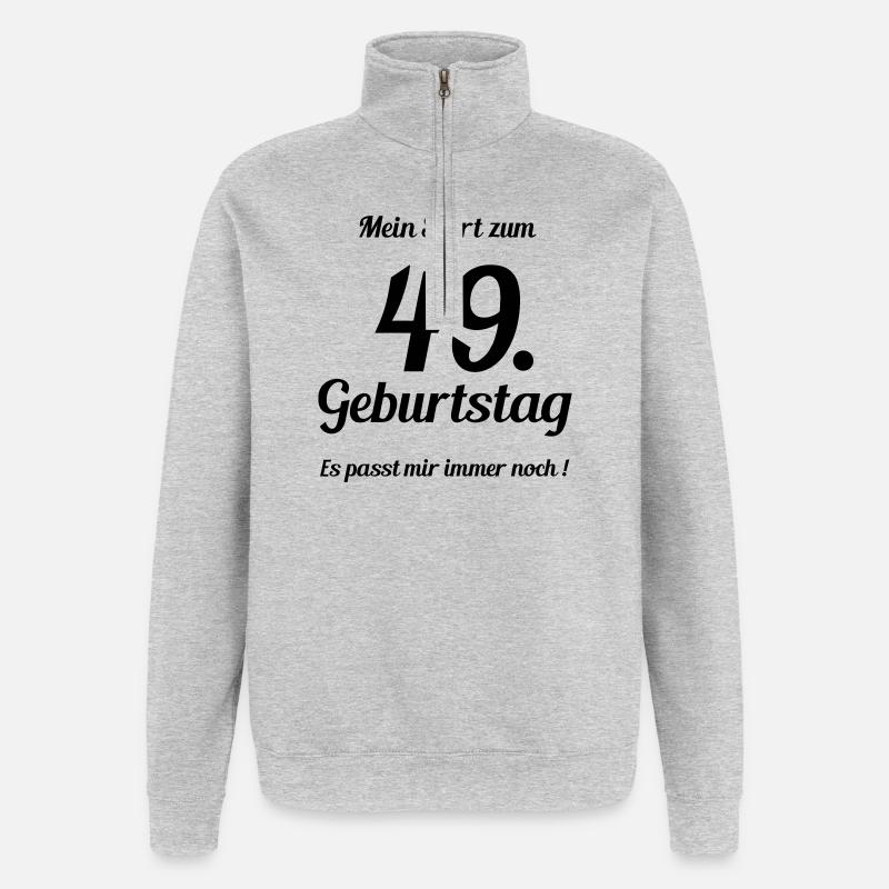 Passt seit 49 - Quarter-Zip-Sweatshirt - Grau meliert