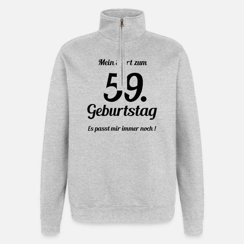 Passt seit 59 - Quarter-Zip-Sweatshirt - Grau meliert