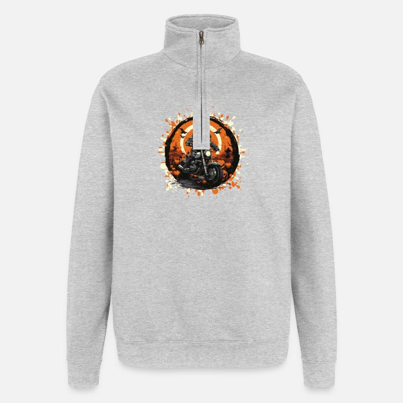 Squelette motard dans l’anneau d’Halloween - Sweat à zip 1/4 - gris chiné