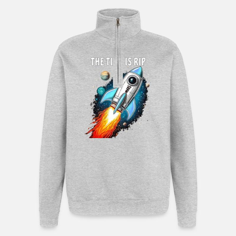 ROCKET MARS THE TIME IS RIP - Quarter-Zip Sweatshirt - heather grey