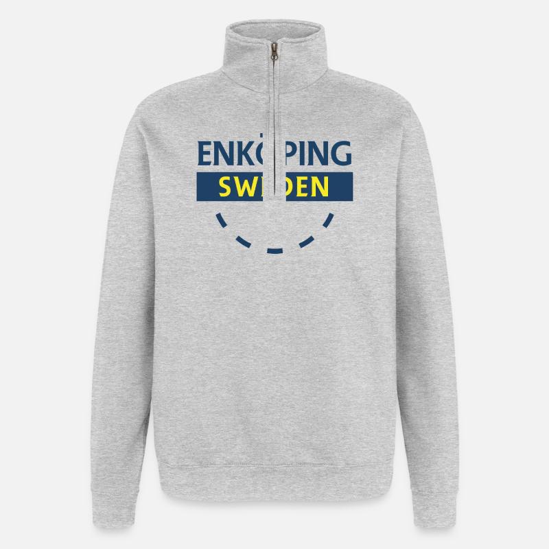 Enköping Sweden Emblem - Quarter-Zip Sweatshirt - heather grey