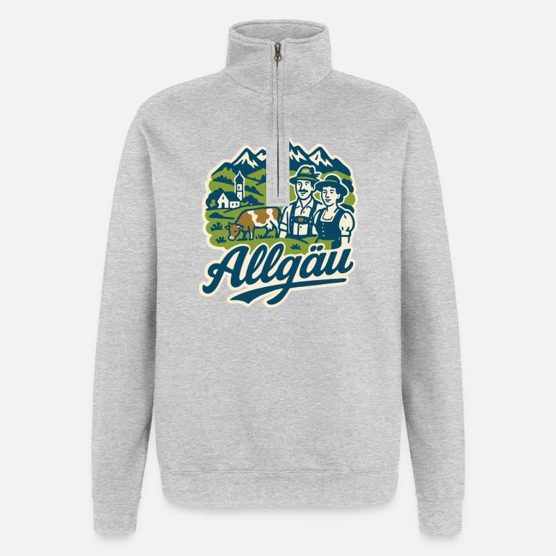 Allgäu Alpen Landschaft - Quarter-Zip-Sweatshirt - Grau meliert