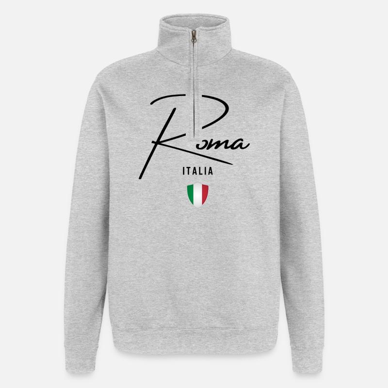 Design élégant Rome, j’adore Rome - Sweat à zip 1/4 - gris chiné
