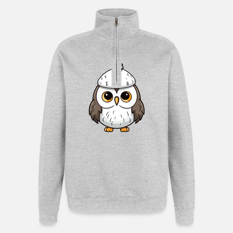 Eule Winter Tier Baby Comic - Quarter-Zip-Sweatshirt - Grau meliert