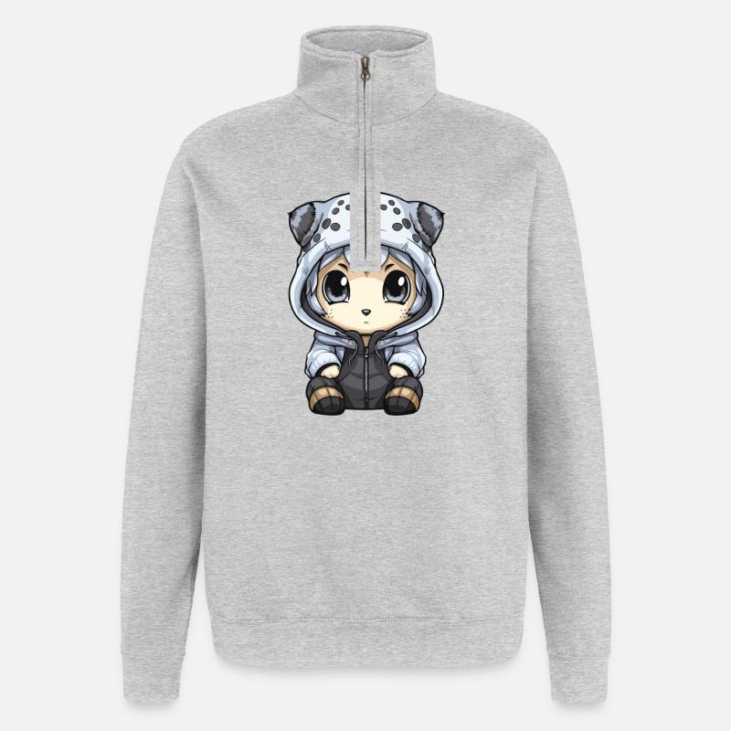 Bébé léopard des neiges léopard d’hiver - Sweat à zip 1/4 - gris chiné