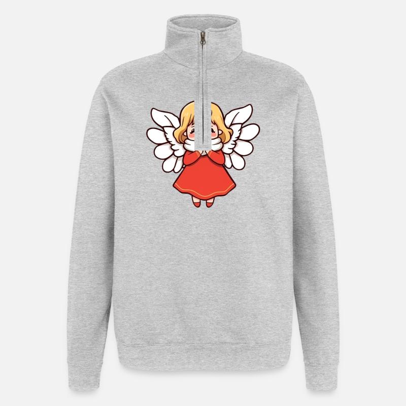 Ange - Sweat à zip 1/4 - gris chiné