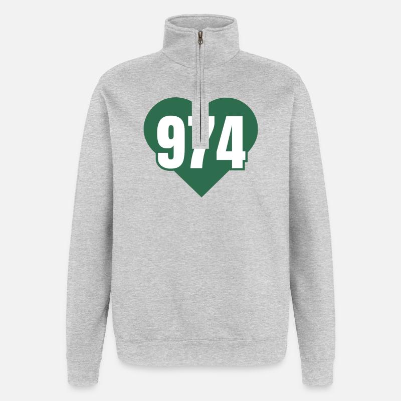 Heart 974 Code Green - Quarter-Zip Sweatshirt - heather grey