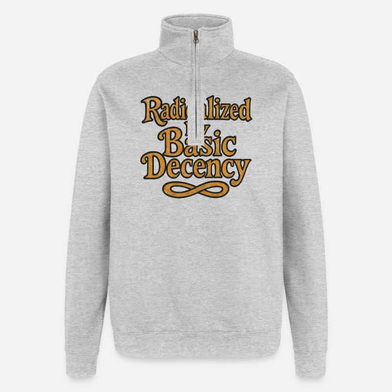 Radicalized by Basic Decency - Quarter-Zip Sweatshirt - heather grey
