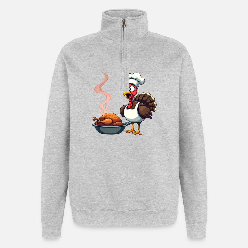 Thanksgiving Truthahn Koch - Quarter-Zip-Sweatshirt - Grau meliert