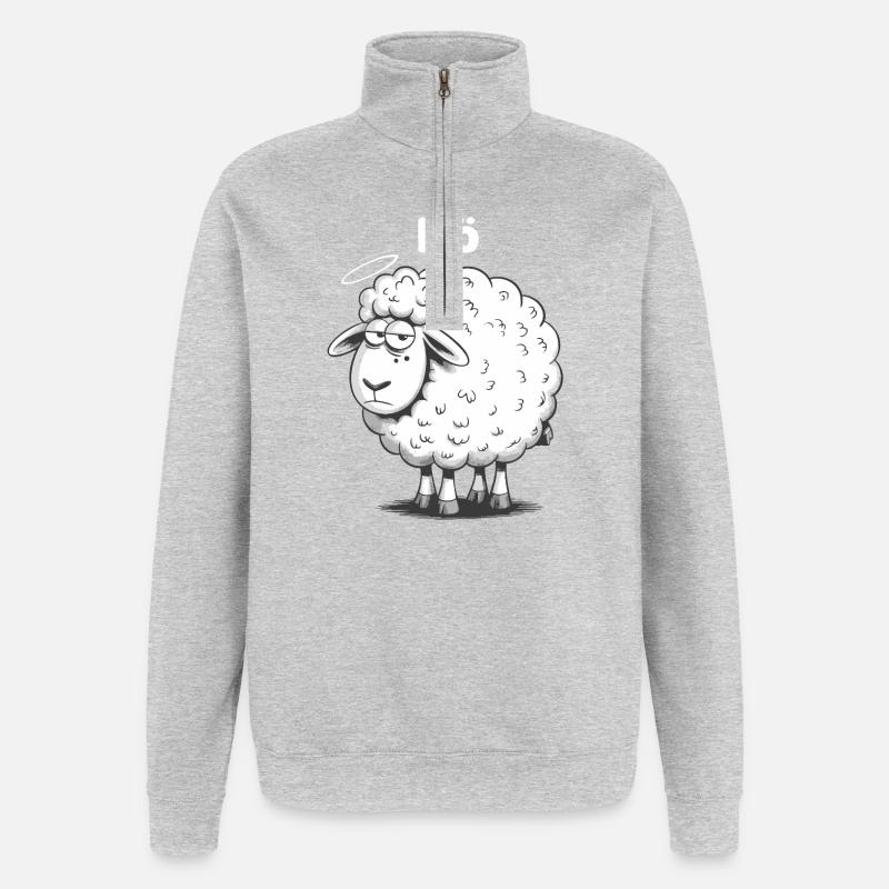 Basse-Autriche – Grumpy Sheep Humour Design - Sweat à zip 1/4 - gris chiné