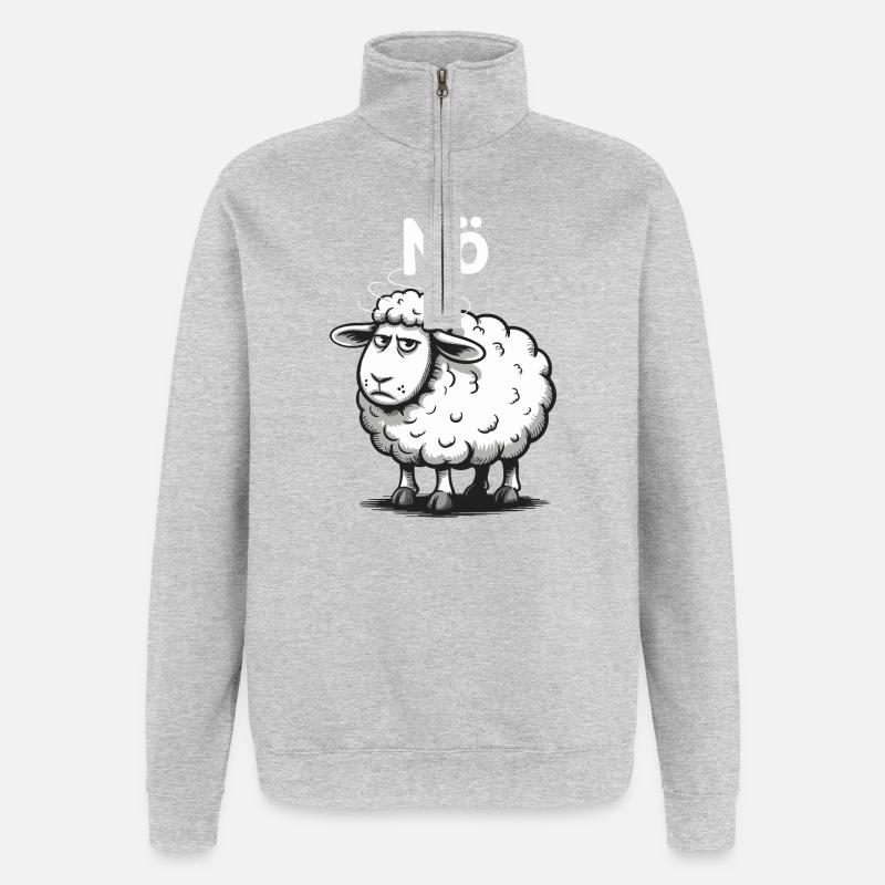 Basse-Autriche – Grumpy Sheep Humour Design - Sweat à zip 1/4 - gris chiné