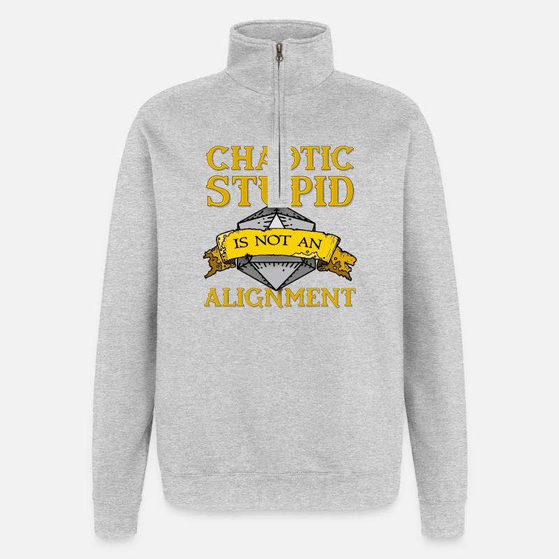 Chaotic Stupid Alignment - Quarter-Zip Sweatshirt - heather grey