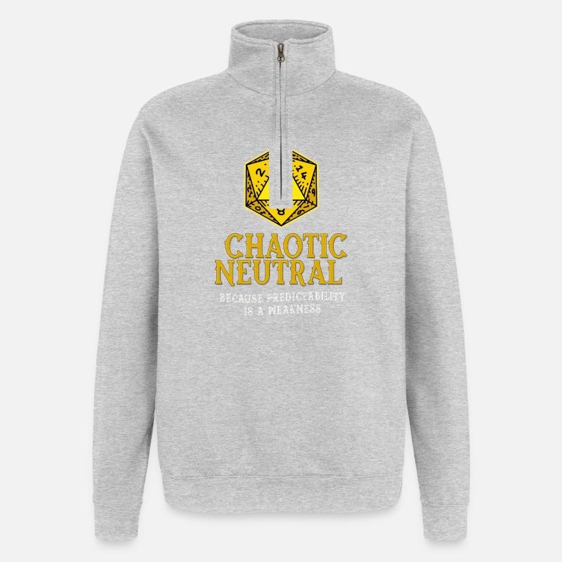 Dés neutres chaotiques - Sweat à zip 1/4 - gris chiné