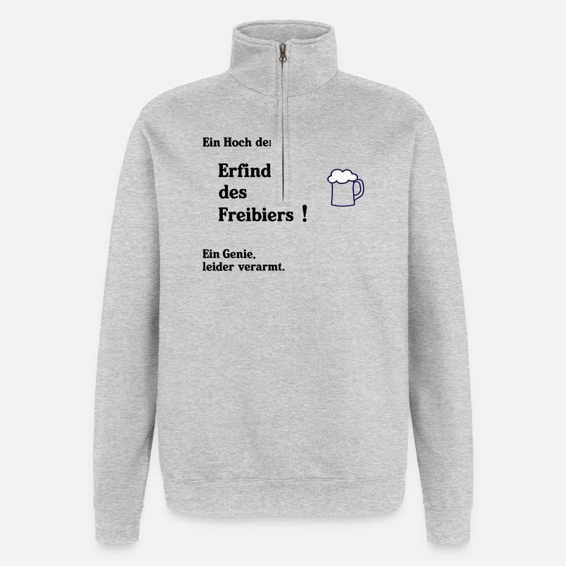 Inventeur de la bière gratuite - Sweat à zip 1/4 - gris chiné