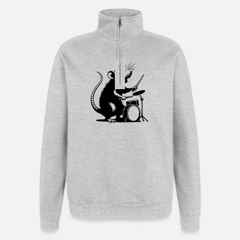 BatteurMaus Silhouette - Sweat à zip 1/4 - gris chiné