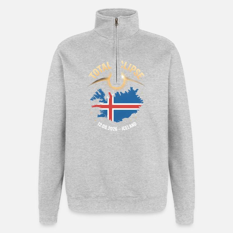 Total Solar Eclipse Iceland 2026 - Quarter-Zip Sweatshirt - heather grey