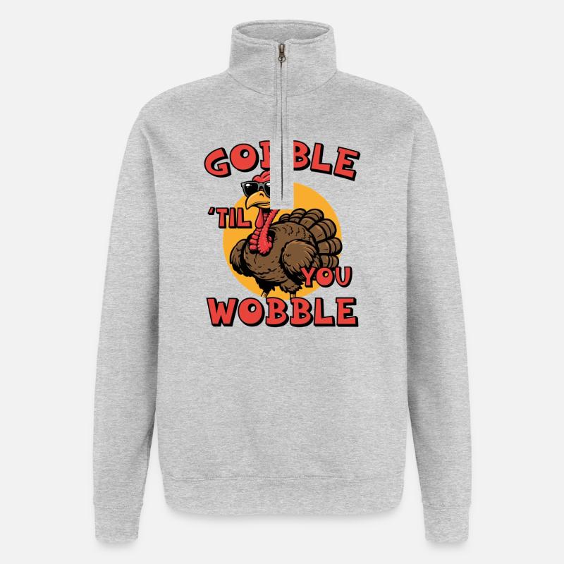 Gobble jusqu’à ce que tu vacilles - Sweat à zip 1/4 - gris chiné