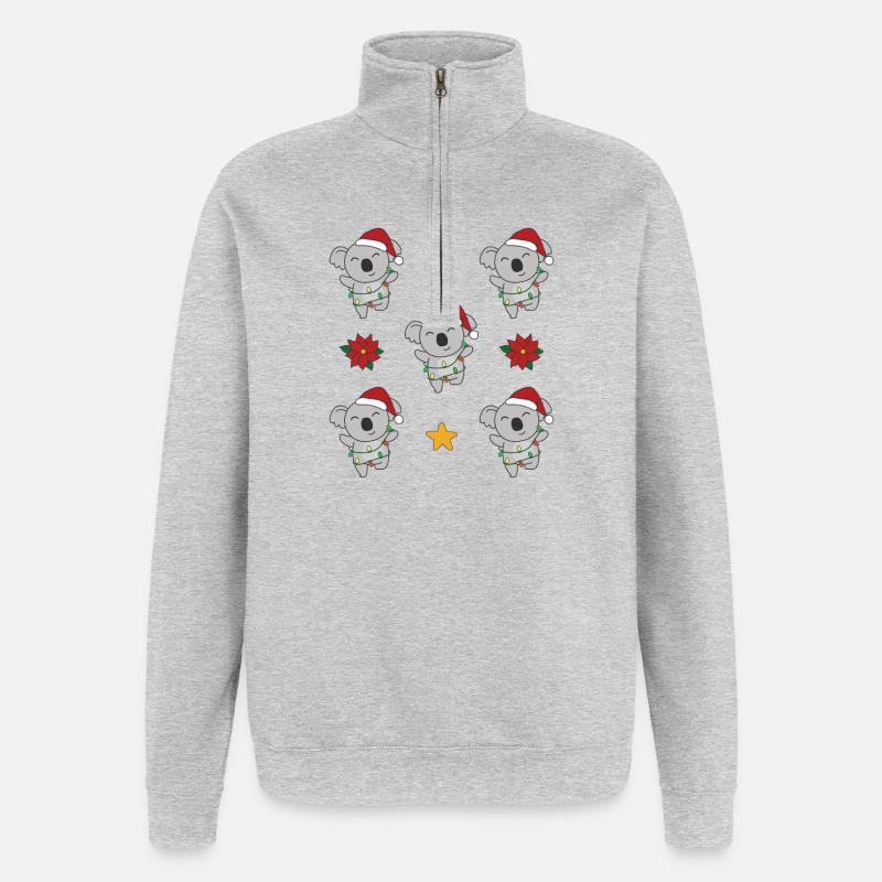 Koala Noël Hiver Animaux Koalas - Sweat à zip 1/4 - gris chiné