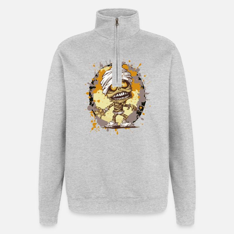 Mumie im Splatter-Look - Quarter-Zip-Sweatshirt - Grau meliert