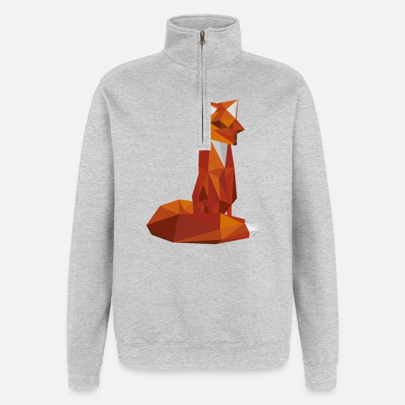 Renard - Sweat à zip 1/4 - gris chiné