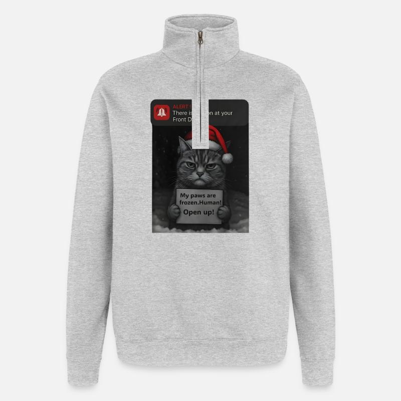 Chat Noël avec des chats drôles - Sweat à zip 1/4 - gris chiné