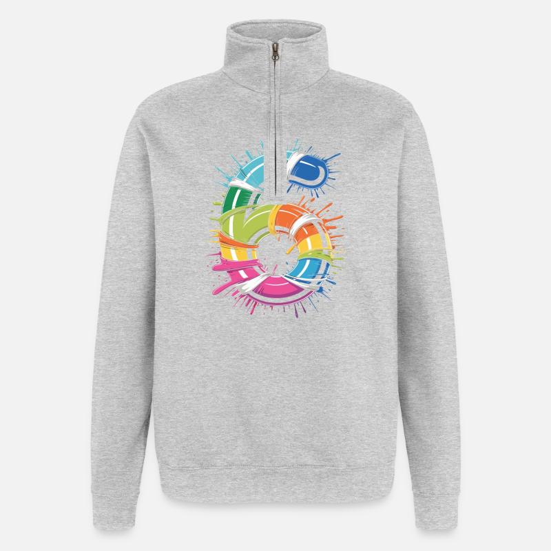 Regenbogen Rettungsring Splash - Quarter-Zip-Sweatshirt - Grau meliert