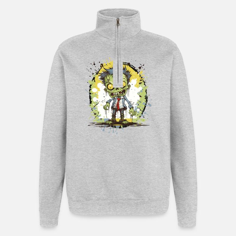 Zombie Comic Splatter - Quarter-Zip Sweatshirt - heather grey
