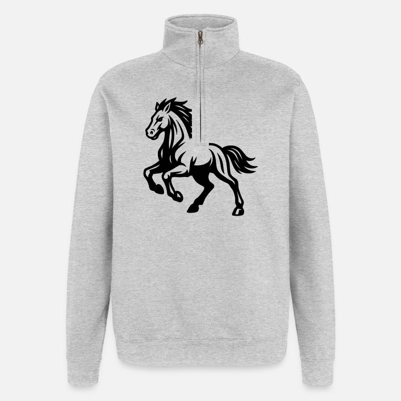 Cheval - Sweat à zip 1/4 - gris chiné