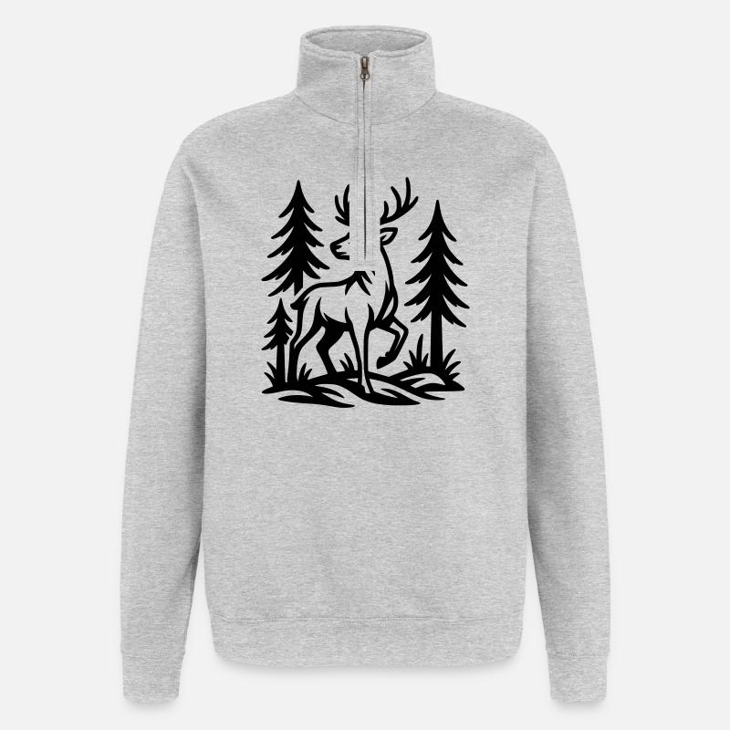 roe deer - Quarter-Zip Sweatshirt - heather grey