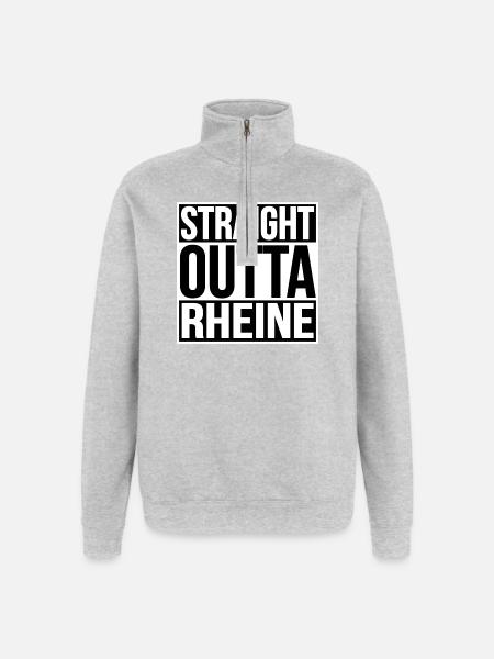 STRAIGHT OUTTA RHEINE - Quarter-Zip Sweatshirt - heather grey