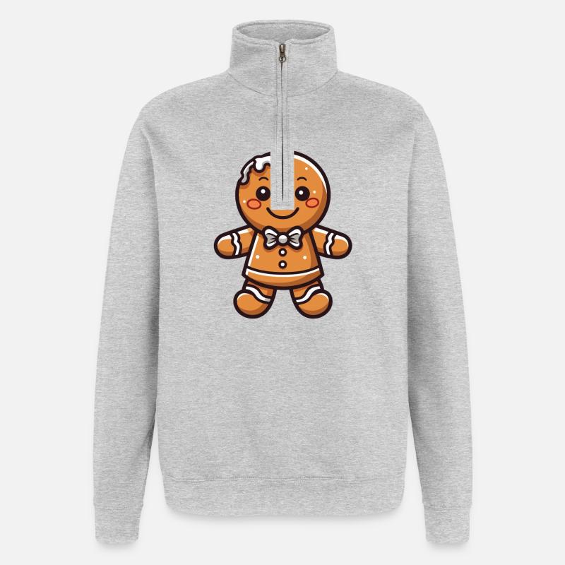 Weihnachten Lebkuchen Backen Keks - Quarter-Zip-Sweatshirt - Grau meliert