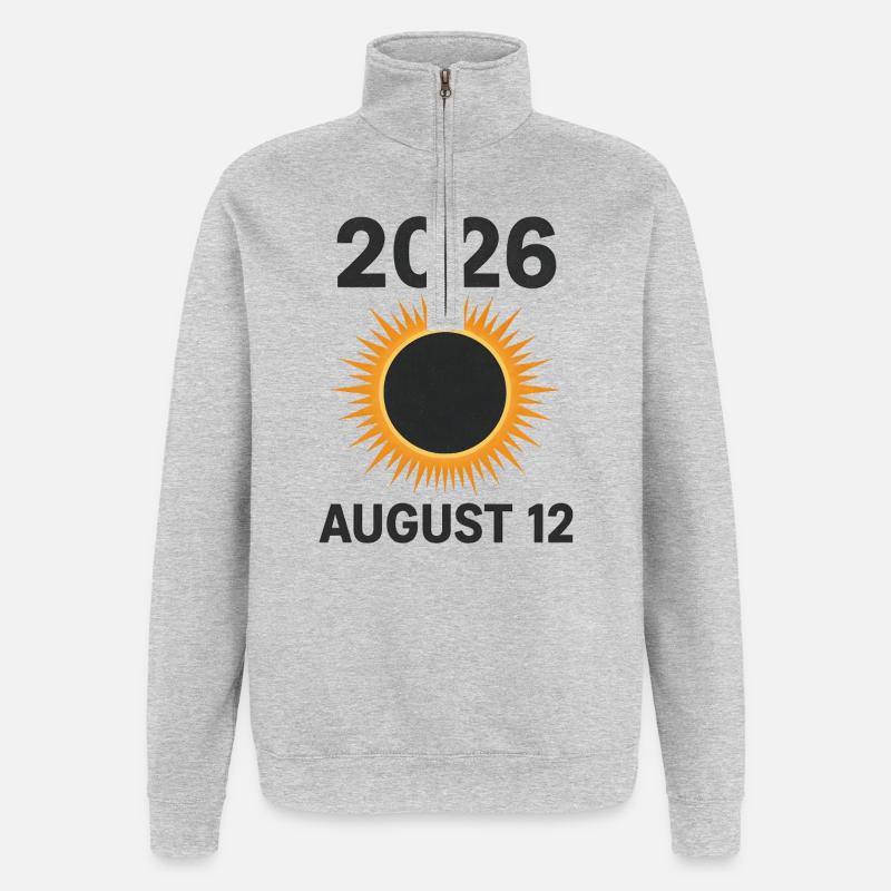 2026 August 12 - total solar eclipse - Quarter-Zip Sweatshirt - heather grey