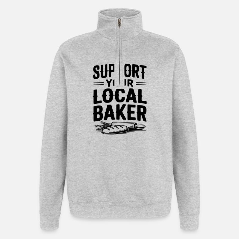 Support Your Local Baker - Quarter-Zip Sweatshirt - heather grey