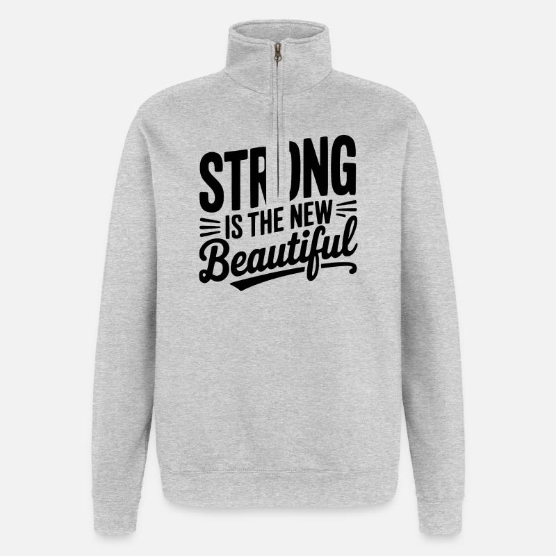 Stark ist das Neue Schöne - Quarter-Zip-Sweatshirt - Grau meliert
