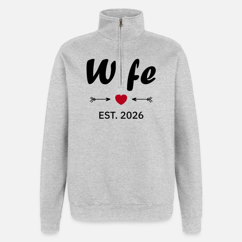 Ehefrau ist 2026 - Quarter-Zip-Sweatshirt - Grau meliert
