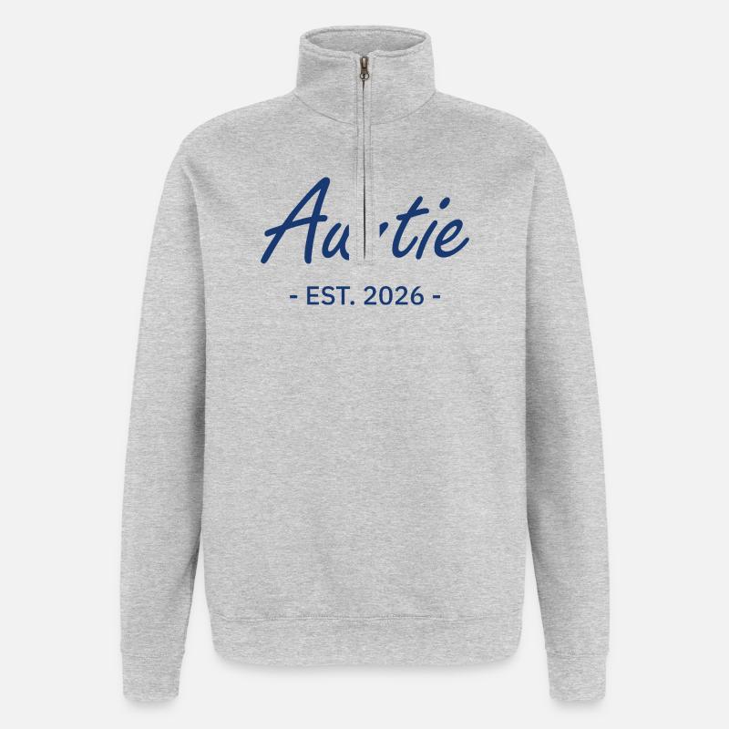 Auntie Script is 2026 - Quarter-Zip Sweatshirt - heather grey