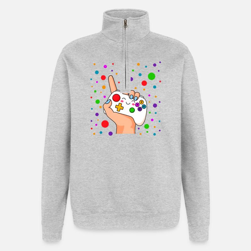 Peace Sign Controller Pop - Quarter-Zip Sweatshirt - heather grey