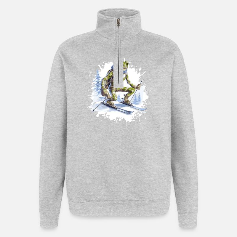 Frog Ski Skiing - Quarter-Zip Sweatshirt - heather grey