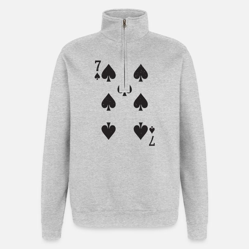 Sieben Spades Hearts Muster Pik - Quarter-Zip-Sweatshirt - Grau meliert