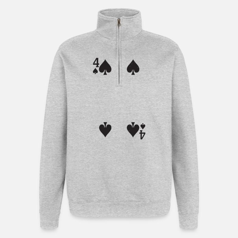 Vier Pik Silhouetten Muster - Quarter-Zip-Sweatshirt - Grau meliert