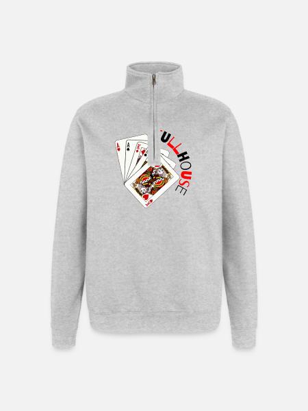 Retro-Spielkarten-Fanfare - Quarter-Zip-Sweatshirt - Grau meliert