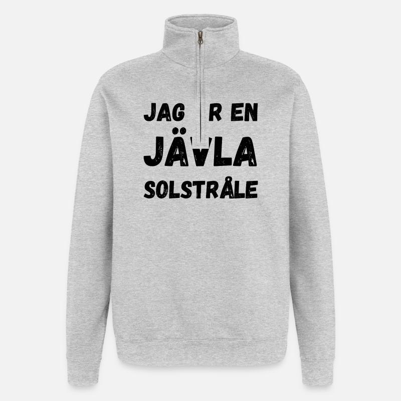 JAG ÄR EN JÄVLA SOLSTRÅLE - Sweat à zip 1/4 - gris chiné